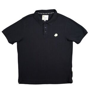 Project Earth‎ Clothing Polo Shirt Mens Medium Navy Blue BCI Cotton Logo Casual